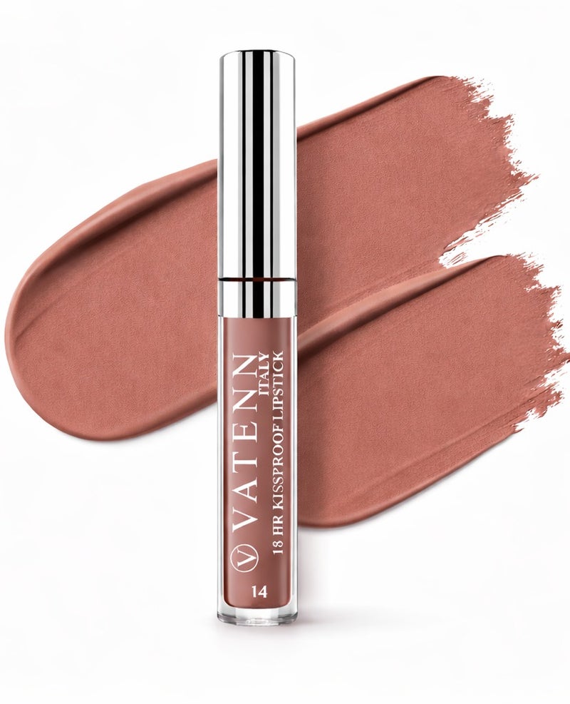 VATENN ITALY 18 Hr Kissproof Lipstick 14 Matte liquid lipstick, Lead-Free ,No Dry Feel, Weightless Feel, Vinyl Ink Kissproof /Lip Lingerie Transfer-Proof, All Day Wear. - Image 1